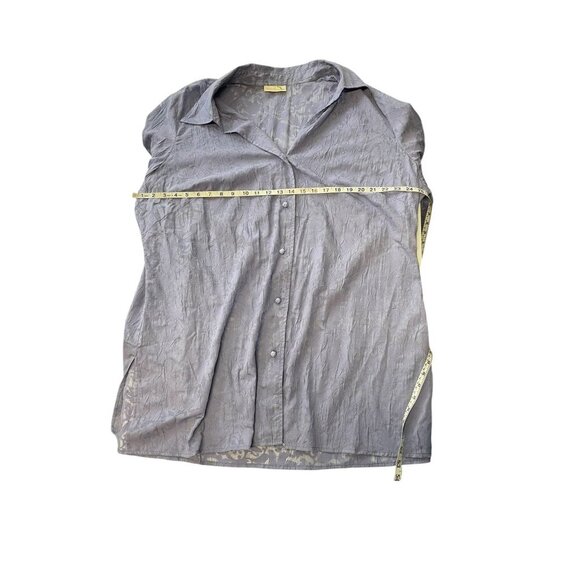 Soft Surroundings Long Tunic Button Front Floral Embossed Blue - Picture 11 of 11